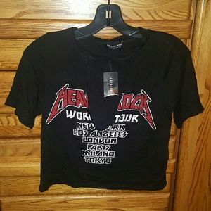 Fashion Nova Cut Out Crop Heavy Rock Tee